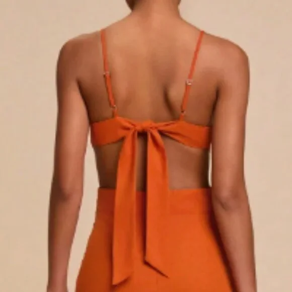 NEW 2026 Orange 3D Flower Linen Blend Dress - Picture 3 of 7